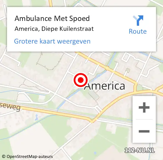 Locatie op kaart van de 112 melding: Ambulance Met Spoed Naar America, Diepe Kuilenstraat op 2 mei 2014 22:57