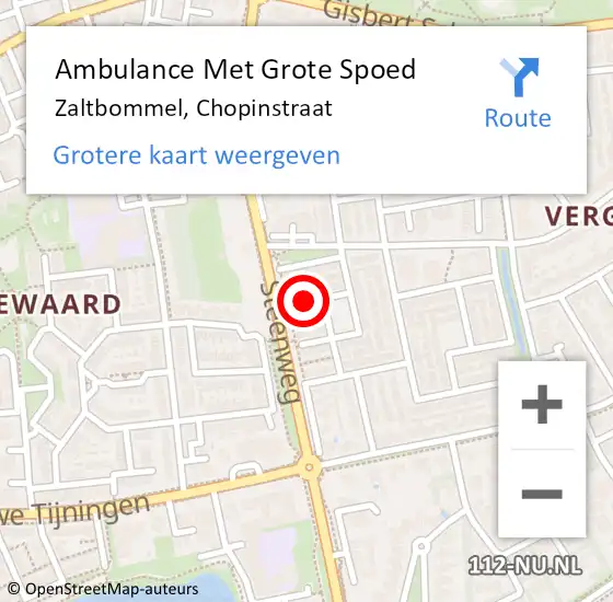 Locatie op kaart van de 112 melding: Ambulance Met Grote Spoed Naar Zaltbommel, Chopinstraat op 2 april 2020 23:16