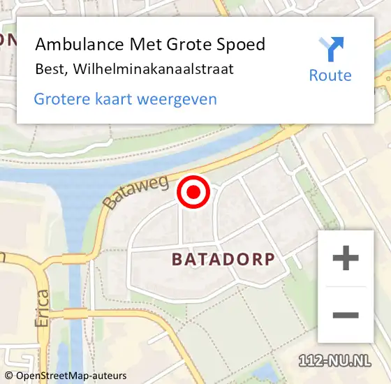 Locatie op kaart van de 112 melding: Ambulance Met Grote Spoed Naar Best, Wilhelminakanaalstraat op 3 april 2020 03:08