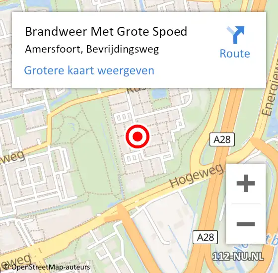 Locatie op kaart van de 112 melding: Brandweer Met Grote Spoed Naar Amersfoort, Bevrijdingsweg op 3 april 2020 04:30