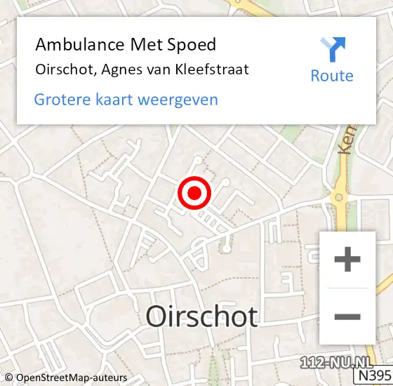 Locatie op kaart van de 112 melding: Ambulance Met Spoed Naar Oirschot, Agnes van Kleefstraat op 3 april 2020 05:17