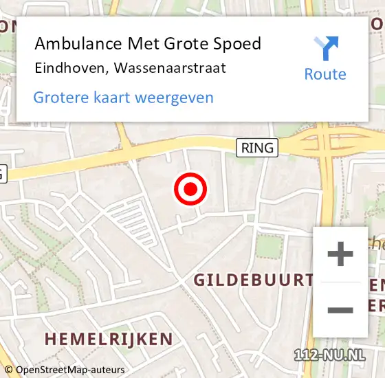 Locatie op kaart van de 112 melding: Ambulance Met Grote Spoed Naar Eindhoven, Wassenaarstraat op 3 april 2020 07:26