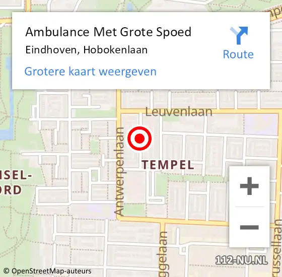 Locatie op kaart van de 112 melding: Ambulance Met Grote Spoed Naar Eindhoven, Hobokenlaan op 3 april 2020 07:38