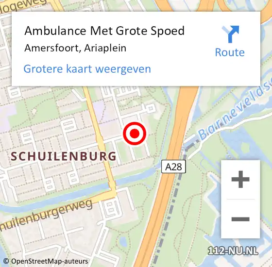 Locatie op kaart van de 112 melding: Ambulance Met Grote Spoed Naar Amersfoort, Ariaplein op 3 april 2020 09:43