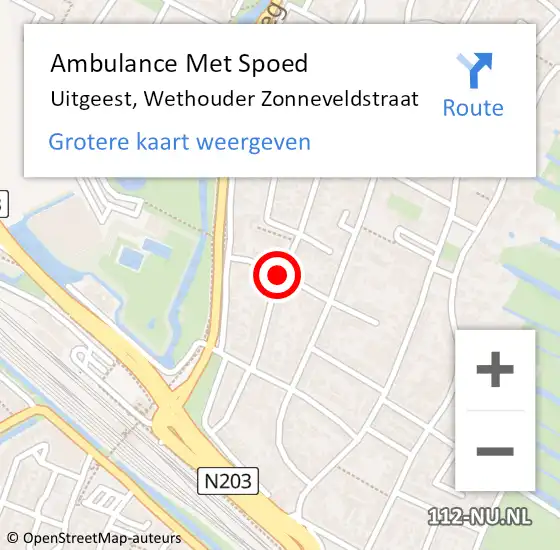 Locatie op kaart van de 112 melding: Ambulance Met Spoed Naar Uitgeest, Wethouder Zonneveldstraat op 3 april 2020 09:53