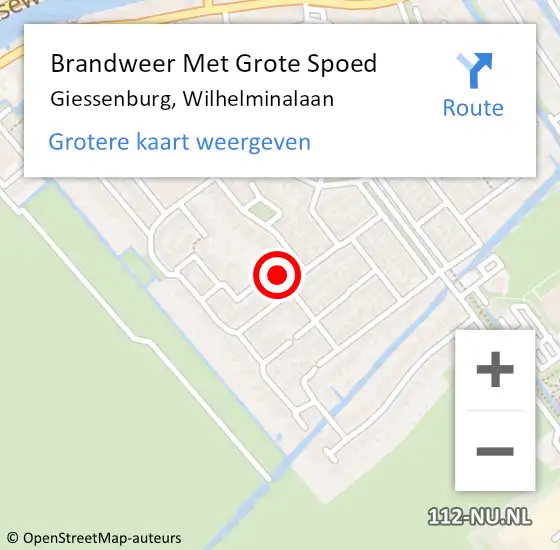 Locatie op kaart van de 112 melding: Brandweer Met Grote Spoed Naar Giessenburg, Wilhelminalaan op 3 april 2020 10:12