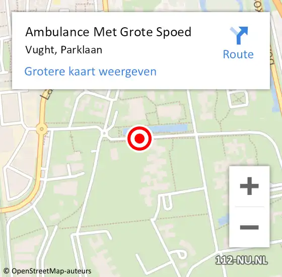 Locatie op kaart van de 112 melding: Ambulance Met Grote Spoed Naar Vught, Parklaan op 3 april 2020 10:23
