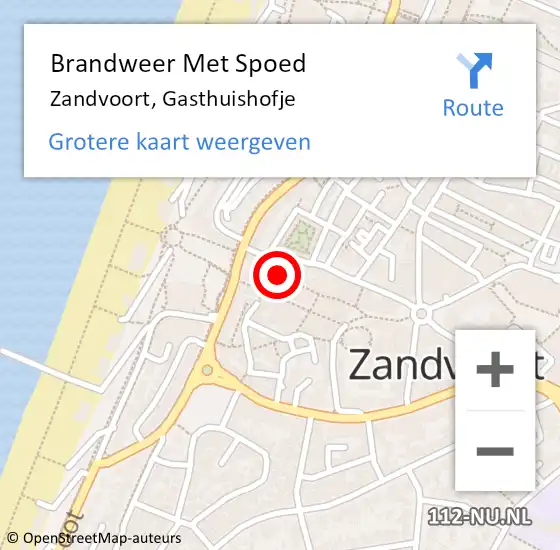 Locatie op kaart van de 112 melding: Brandweer Met Spoed Naar Zandvoort, Gasthuishofje op 3 april 2020 10:37