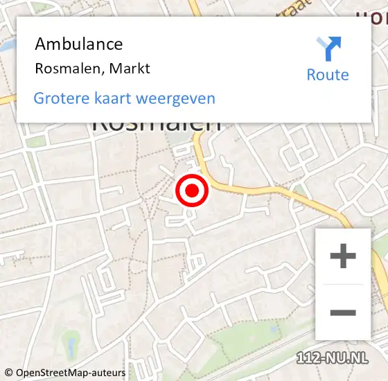 Locatie op kaart van de 112 melding: Ambulance Rosmalen, Markt op 3 april 2020 10:48