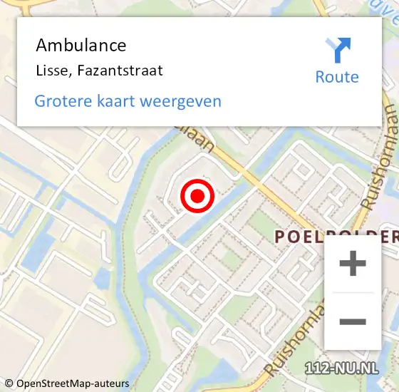 Locatie op kaart van de 112 melding: Ambulance Lisse, Fazantstraat op 3 april 2020 10:51