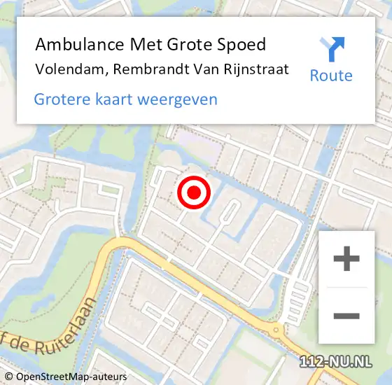 Locatie op kaart van de 112 melding: Ambulance Met Grote Spoed Naar Volendam, Rembrandt Van Rijnstraat op 3 april 2020 10:58