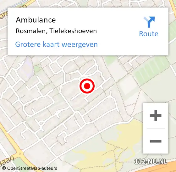 Locatie op kaart van de 112 melding: Ambulance Rosmalen, Tielekeshoeven op 3 april 2020 11:04