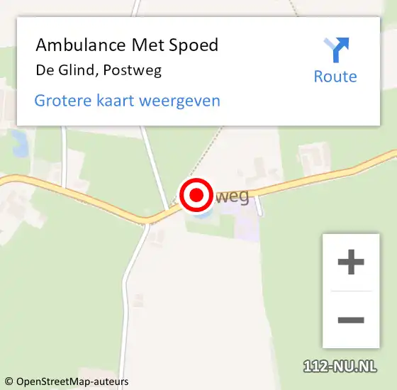 Locatie op kaart van de 112 melding: Ambulance Met Spoed Naar De Glind, Postweg op 3 april 2020 11:18