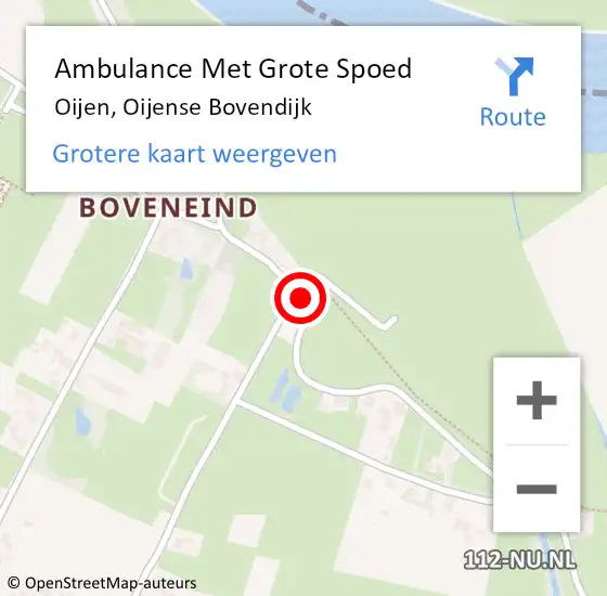 Locatie op kaart van de 112 melding: Ambulance Met Grote Spoed Naar Oijen, Oijense Bovendijk op 3 april 2020 11:21