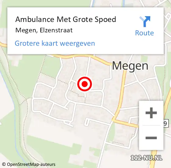 Locatie op kaart van de 112 melding: Ambulance Met Grote Spoed Naar Megen, Elzenstraat op 3 april 2020 11:57