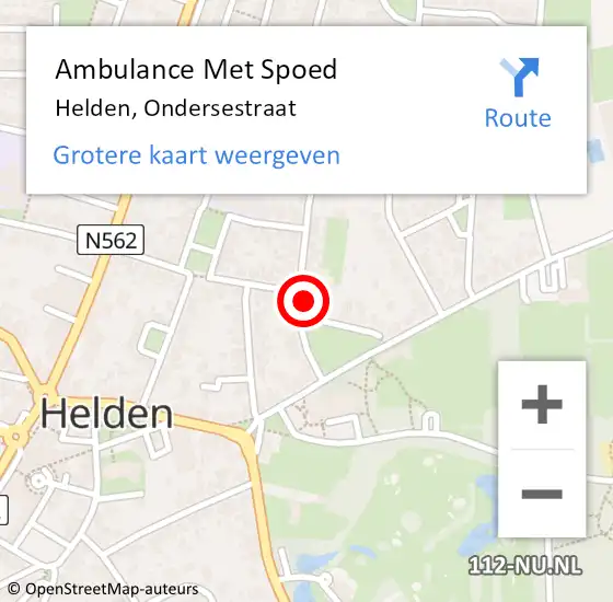 Locatie op kaart van de 112 melding: Ambulance Met Spoed Naar Helden, Ondersestraat op 2 mei 2014 23:58