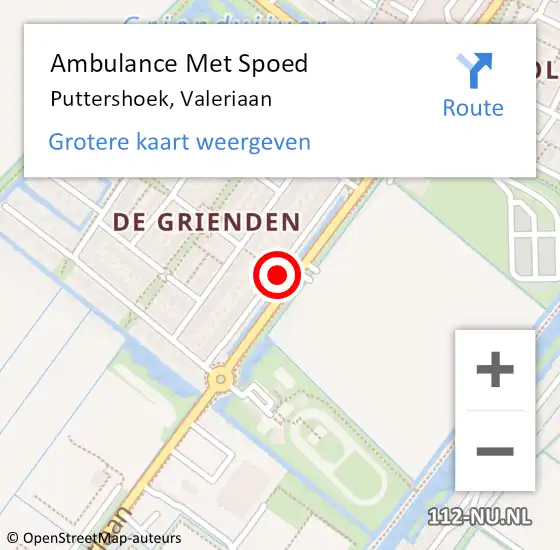 Locatie op kaart van de 112 melding: Ambulance Met Spoed Naar Puttershoek, Valeriaan op 3 april 2020 13:39