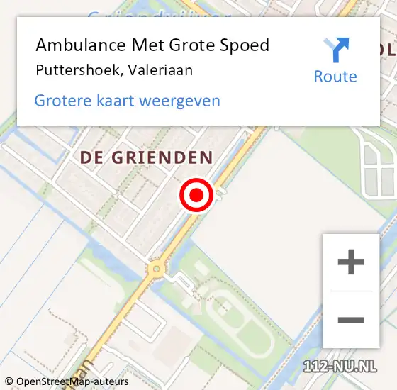 Locatie op kaart van de 112 melding: Ambulance Met Grote Spoed Naar Puttershoek, Valeriaan op 3 april 2020 13:41