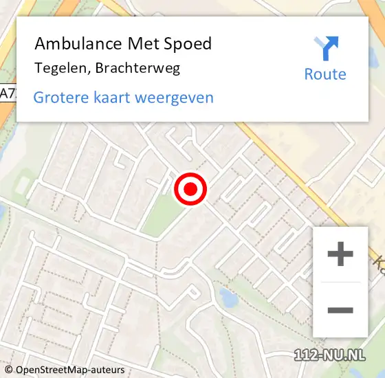 Locatie op kaart van de 112 melding: Ambulance Met Spoed Naar Tegelen, Brachterweg op 3 april 2020 14:35