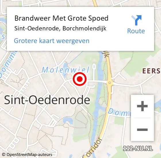 Locatie op kaart van de 112 melding: Brandweer Met Grote Spoed Naar Sint-Oedenrode, Borchmolendijk op 3 april 2020 14:44