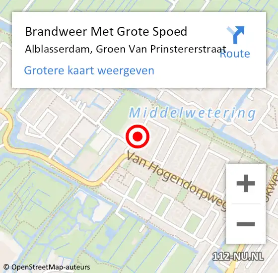 Locatie op kaart van de 112 melding: Brandweer Met Grote Spoed Naar Alblasserdam, Groen Van Prinstererstraat op 3 april 2020 15:02