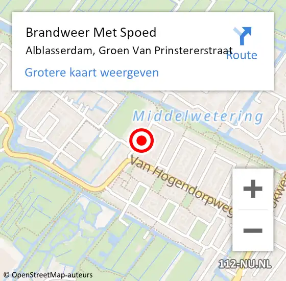 Locatie op kaart van de 112 melding: Brandweer Met Spoed Naar Alblasserdam, Groen Van Prinstererstraat op 3 april 2020 15:20