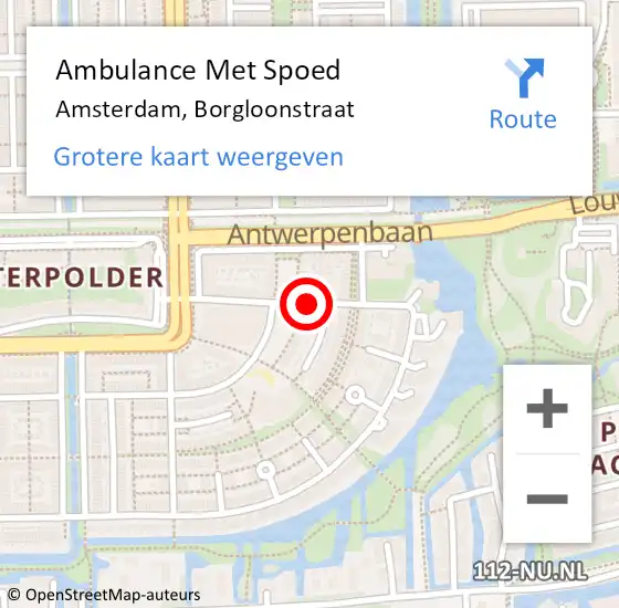 Locatie op kaart van de 112 melding: Ambulance Met Spoed Naar Amsterdam, Borgloonstraat op 3 april 2020 15:47