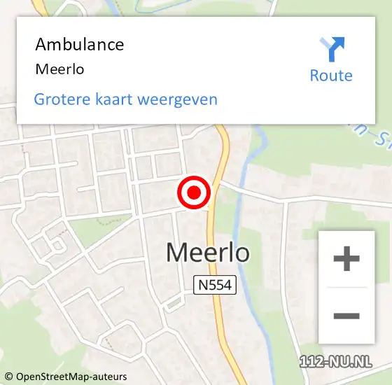Locatie op kaart van de 112 melding: Ambulance Meerlo op 3 april 2020 16:22
