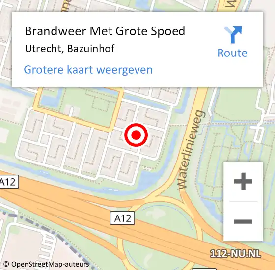 Locatie op kaart van de 112 melding: Brandweer Met Grote Spoed Naar Utrecht, Bazuinhof op 3 april 2020 16:59