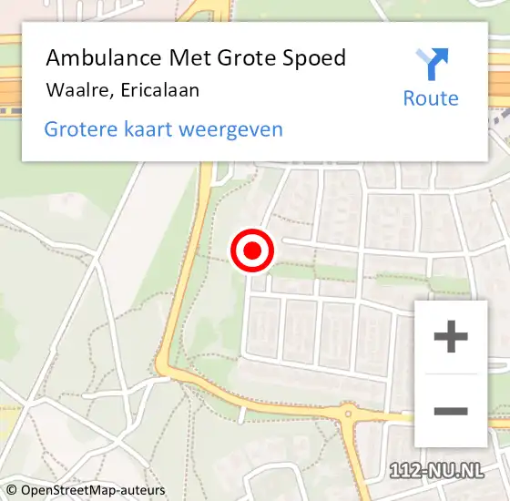 Locatie op kaart van de 112 melding: Ambulance Met Grote Spoed Naar Waalre, Ericalaan op 3 april 2020 17:54