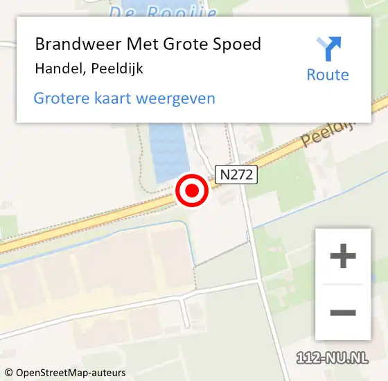 Locatie op kaart van de 112 melding: Brandweer Met Grote Spoed Naar Handel, Peeldijk op 3 april 2020 20:18