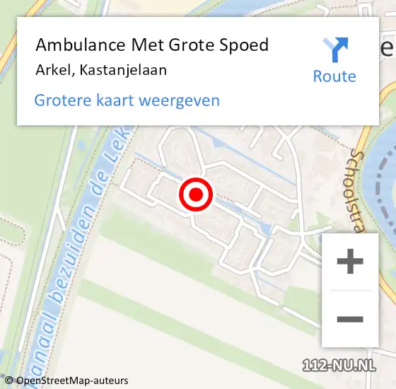 Locatie op kaart van de 112 melding: Ambulance Met Grote Spoed Naar Arkel, Kastanjelaan op 3 april 2020 20:22