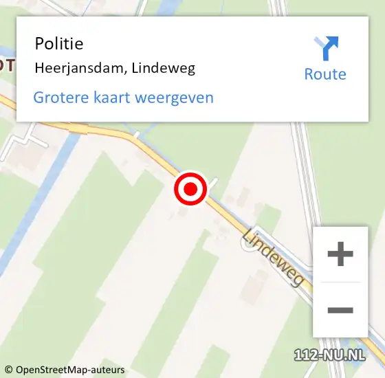 Locatie op kaart van de 112 melding: Politie Heerjansdam, Lindeweg op 3 april 2020 20:51