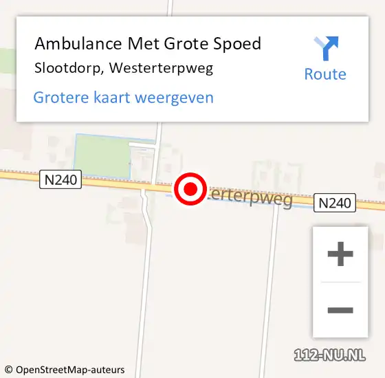 Locatie op kaart van de 112 melding: Ambulance Met Grote Spoed Naar Slootdorp, Westerterpweg op 4 april 2020 01:02