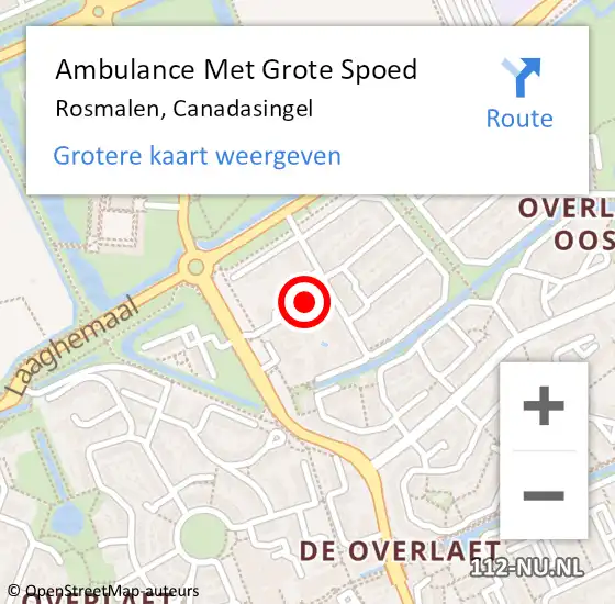 Locatie op kaart van de 112 melding: Ambulance Met Grote Spoed Naar Rosmalen, Canadasingel op 4 april 2020 02:00