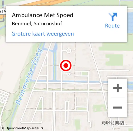 Locatie op kaart van de 112 melding: Ambulance Met Spoed Naar Bemmel, Saturnushof op 4 april 2020 03:31