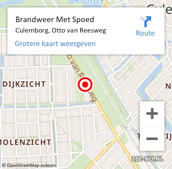 Locatie op kaart van de 112 melding: Brandweer Met Spoed Naar Culemborg, Otto Van Reesweg op 4 april 2020 04:32