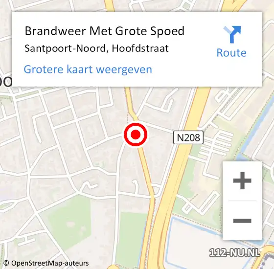 Locatie op kaart van de 112 melding: Brandweer Met Grote Spoed Naar Santpoort-Noord, Hoofdstraat op 4 april 2020 05:23