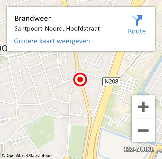 Locatie op kaart van de 112 melding: Brandweer Santpoort-Noord, Hoofdstraat op 4 april 2020 05:24
