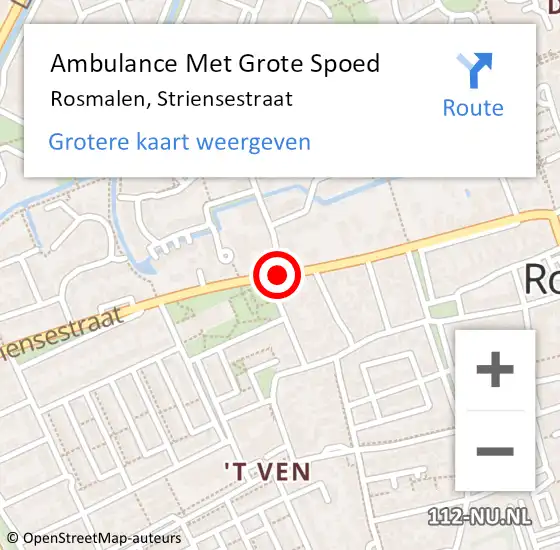 Locatie op kaart van de 112 melding: Ambulance Met Grote Spoed Naar Rosmalen, Striensestraat op 4 april 2020 06:13