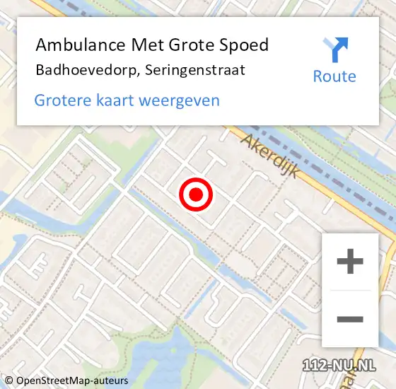 Locatie op kaart van de 112 melding: Ambulance Met Grote Spoed Naar Badhoevedorp, Seringenstraat op 4 april 2020 08:51