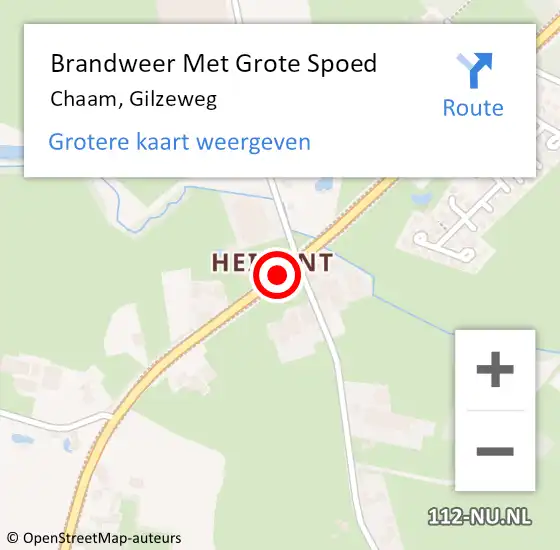 Locatie op kaart van de 112 melding: Brandweer Met Grote Spoed Naar Chaam, Gilzeweg op 4 april 2020 11:10