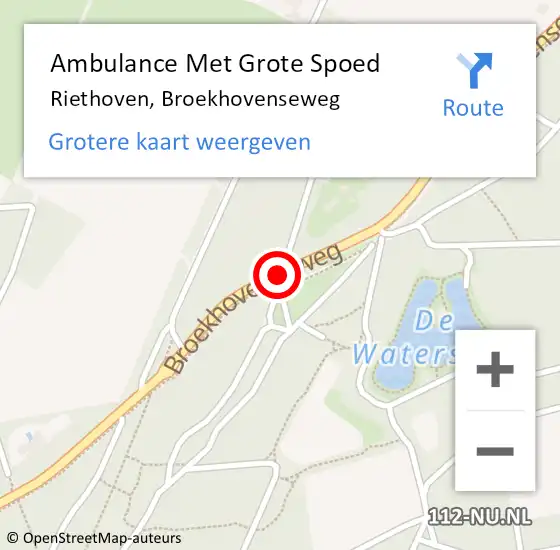Locatie op kaart van de 112 melding: Ambulance Met Grote Spoed Naar Riethoven, Broekhovenseweg op 4 april 2020 11:26