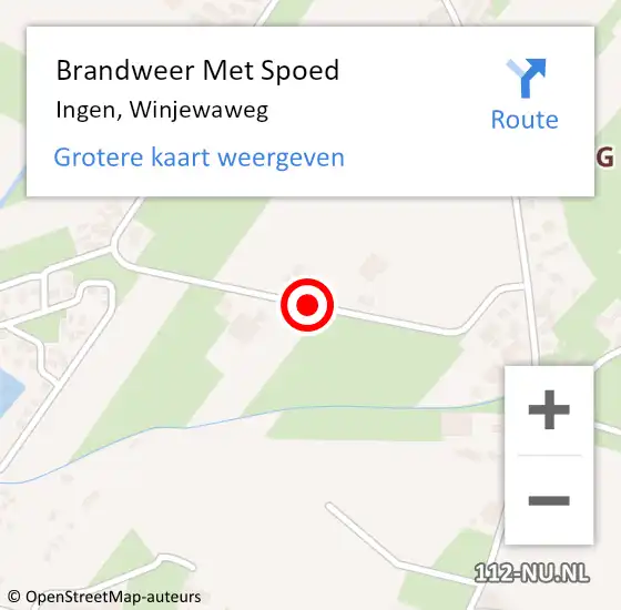 Locatie op kaart van de 112 melding: Brandweer Met Spoed Naar Ingen, Winjewaweg op 4 april 2020 11:59