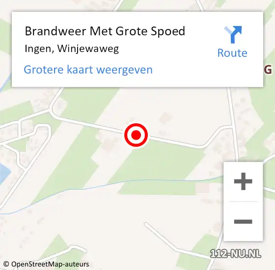 Locatie op kaart van de 112 melding: Brandweer Met Grote Spoed Naar Ingen, Winjewaweg op 4 april 2020 12:01