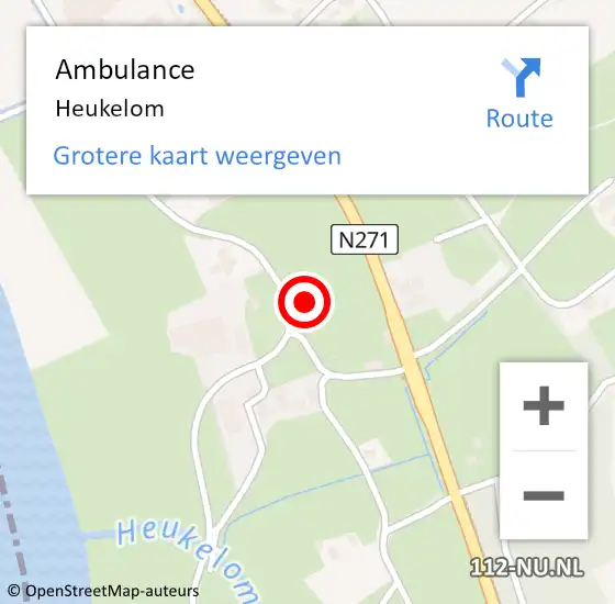 Locatie op kaart van de 112 melding: Ambulance Heukelom op 4 april 2020 12:07