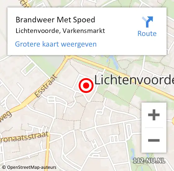 Locatie op kaart van de 112 melding: Brandweer Met Spoed Naar Lichtenvoorde, Varkensmarkt op 4 april 2020 12:12