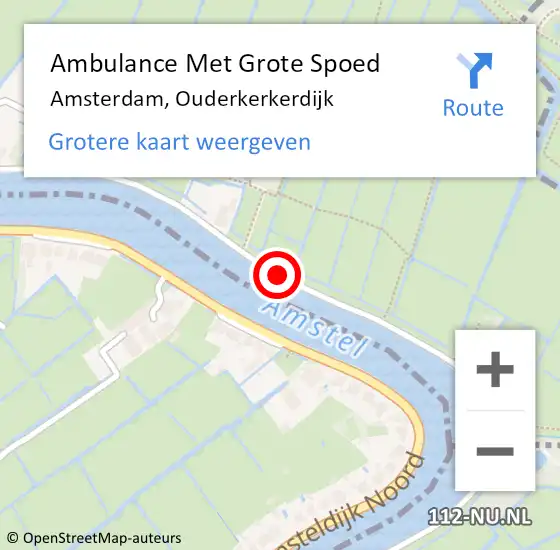 Locatie op kaart van de 112 melding: Ambulance Met Grote Spoed Naar Amsterdam, Ouderkerkerdijk op 4 april 2020 12:20