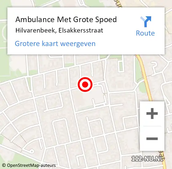 Locatie op kaart van de 112 melding: Ambulance Met Grote Spoed Naar Hilvarenbeek, Elsakkersstraat op 4 april 2020 12:33