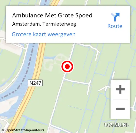 Locatie op kaart van de 112 melding: Ambulance Met Grote Spoed Naar Amsterdam, Termieterweg op 4 april 2020 14:12